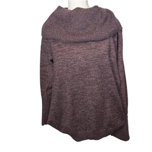 Roz & Ali Sweater Knit Wine XXL Cowl Neck Lightweight Pullover Buttons Mauve